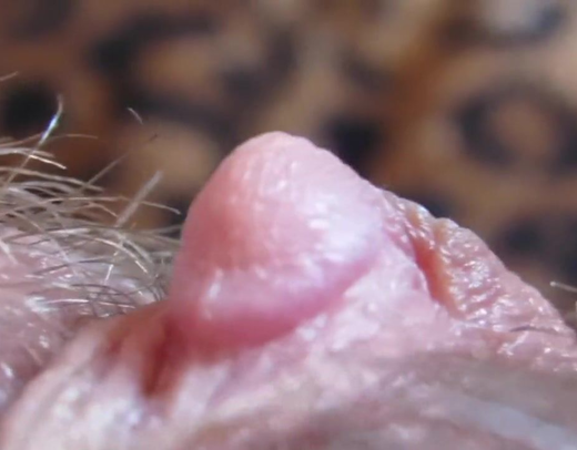 Клитор крупным планом - девка теребит клитор и снимает очень крупно